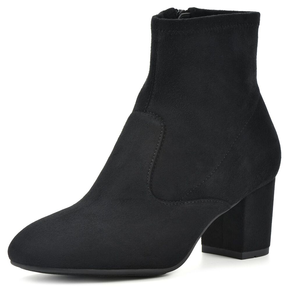 WHITE MOUNTAIN Women's Shoes Freshly‎ Block Heel Bootie, Black/Fabric, 6.5 M